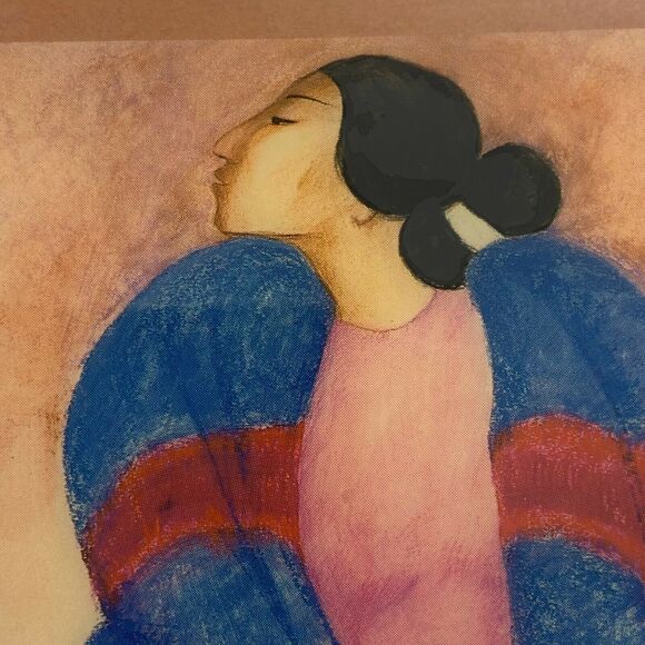 R.C Gorman Multicolor Rectangular Shaped Women With Blue Blanket Wall Tile - Picture 2 of 16